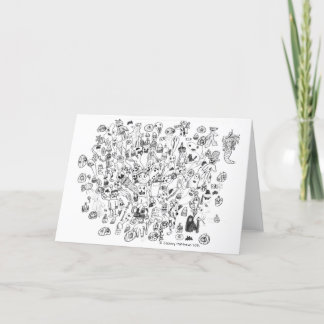 ハロウィーンをテーマにした折り畳みノートカード サンキューカード