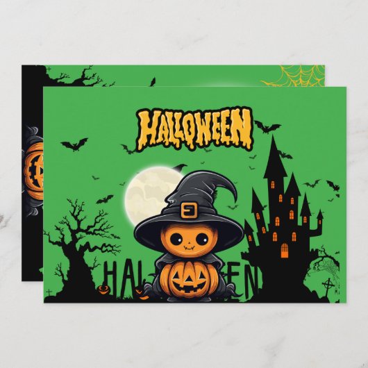 ハロウィーンをテーマにした招待状 招待状 (正面/裏面)