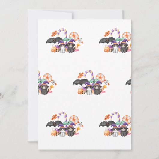 ハロウィーンをテーマにした甘いブーブシャワー 招待状 (裏面)