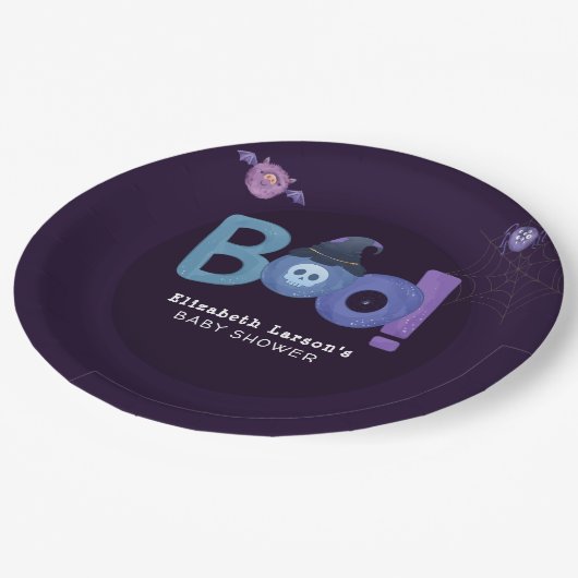ハロウィーンをテーマにした赤ちゃんシャワーかわいいパーティー ペーパープレート (アングル)