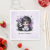 ハロウィーンをテーマにした赤ちゃんシャワー – パープルゴシックベビー スタンダードランチョンナプキン (インサイチュ)