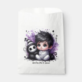 ハロウィーンをテーマにした赤ちゃんシャワー – パープルゴシックベビー フェイバーバッグ