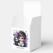 ハロウィーンをテーマにした赤ちゃんシャワー – パープルゴシックベビー フェイバーボックス (オープン)