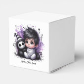 ハロウィーンをテーマにした赤ちゃんシャワー – パープルゴシックベビー フェイバーボックス (裏面サイド)