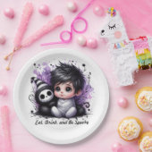 ハロウィーンをテーマにした赤ちゃんシャワー – パープルゴシックベビー ペーパープレート (パーティー)