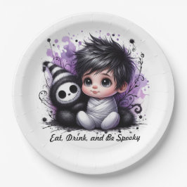 ハロウィーンをテーマにした赤ちゃんシャワー – パープルゴシックベビー ペーパープレート