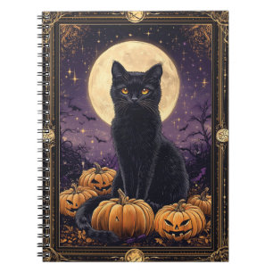 ハロウィーンをテーマにした黒い猫のタロットカード ノートブック