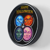 ハロウィーンを元素と月の顔でお祝い 壁時計 (傾斜)