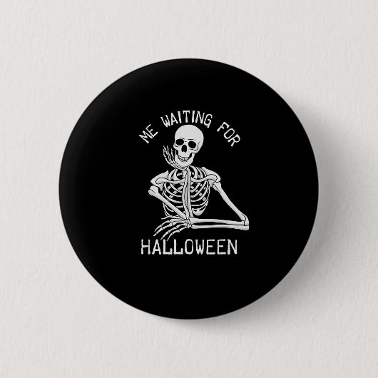 ハロウィーンを待っているスケルトン 缶バッジ (正面)