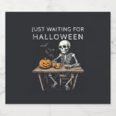 「ハロウィーンを待っている | おもしろい骨格 ビールラベル (シングルラベル)