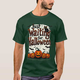 ハロウィーンを待つばかりの、不気味でかわいい猫とコウモリ Tシャツ