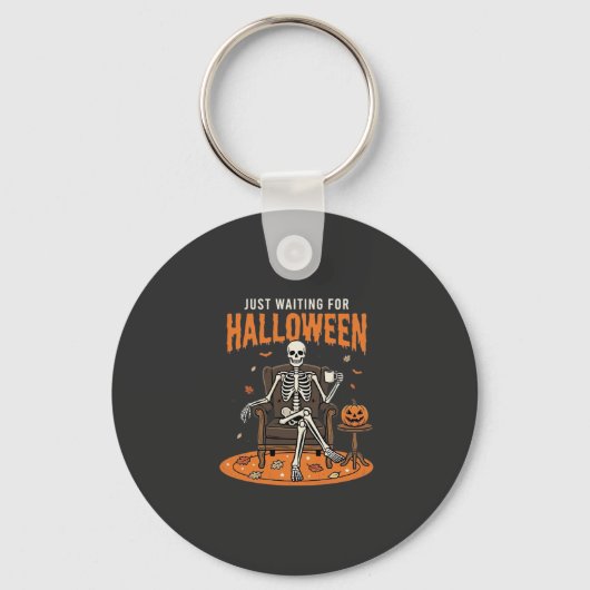 ハロウィーンを待つスケルトンデザイン_1 キーホルダー (正面)