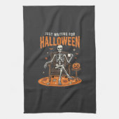 ハロウィーンを待つ骸骨デザイン_1 キッチンタオル (縦)