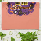 ハロウィーンを愛する女の子 キッチンタオル (折り畳み)