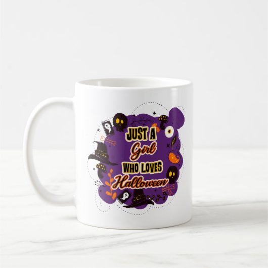 ハロウィーンを愛する女の子 コーヒーマグカップ (左)