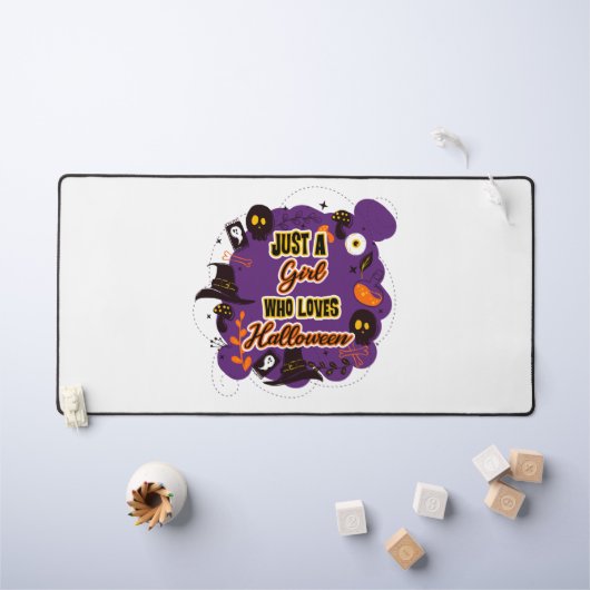 ハロウィーンを愛する女の子 デスクマット (キッズテーブル)