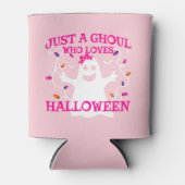ハロウィーンを愛する少女かわいいピンクの幽霊 缶クーラー (正面)