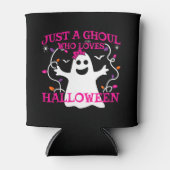 ハロウィーンを愛する少女かわいいピンクの幽霊 缶クーラー (正面)