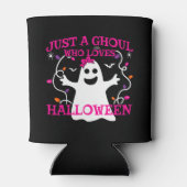 ハロウィーンを愛する少女かわいいピンクの幽霊 缶クーラー (裏面)