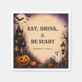 ハロウィーンを楽しもう Eat Drink & Be Scary スタンダードカクテルナプキン