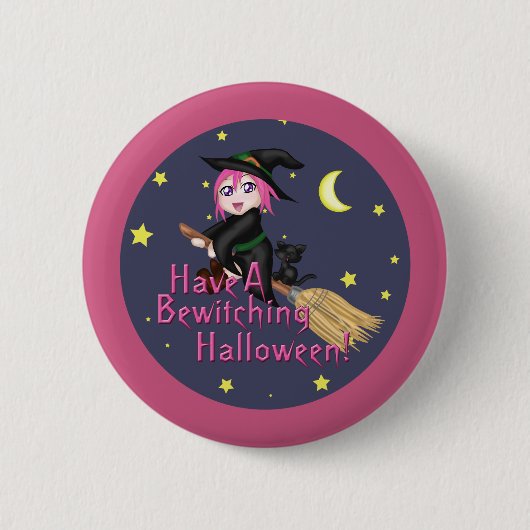 ハロウィーンを楽しんで！ 缶バッジ (正面)