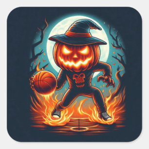 ハロウィーンを見据えたジャックオランタンバスケットボールショーダウン スクエアシール