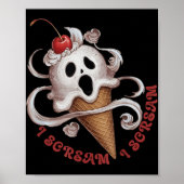 ハロウィーンアイスクリーム、不気味な食べ物の悲鳴TeeアイディアFo ポスター (正面)