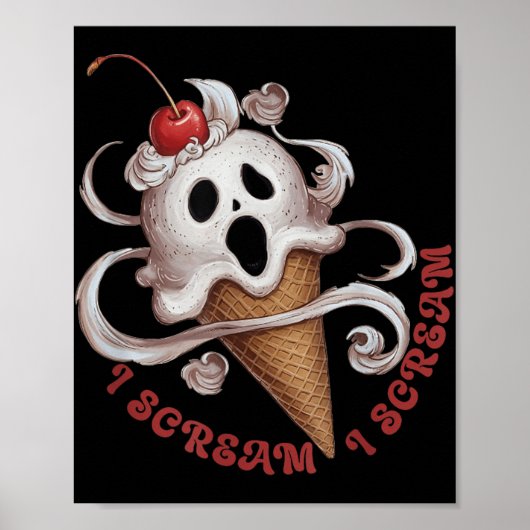 ハロウィーンアイスクリーム、不気味な食べ物の悲鳴TeeアイディアFo ポスター (正面)