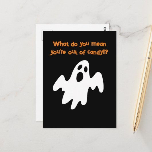 ハロウィーンアウトキャンディおもしろい幽霊 ポストカード (正面/裏面インサイチュ)