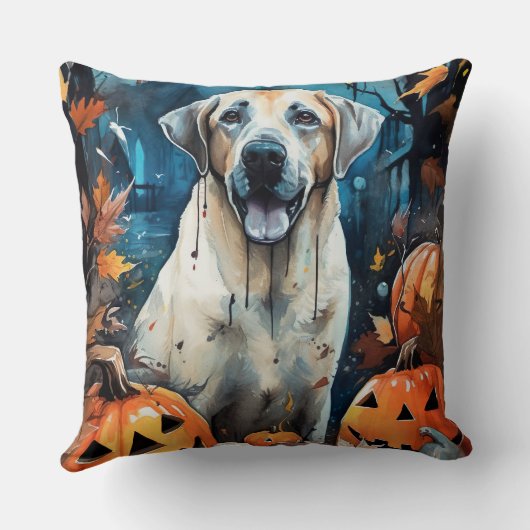 ハロウィーンアナトリアンシェパンプキンス怖い クッション (裏面)