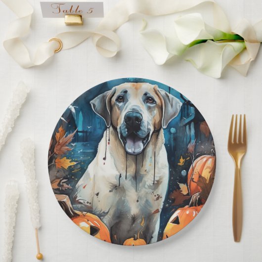 ハロウィーンアナトリアンシェパンプキンス怖い ペーパープレート (ウェディング)