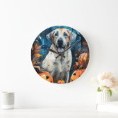 ハロウィーンアナトリアンシェパンプキンス怖い ラージ壁時計 (ホーム)