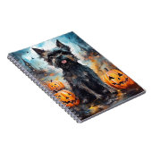 ハロウィーンアフェンピンシャーとカボチャ怖い ノートブック (右側)