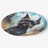 ハロウィーンアフェンピンシャーとカボチャ怖い ペーパープレート (アングル)