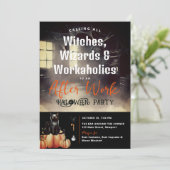 ハロウィーンアフターワークパーティーブラック猫カボチャ黒 招待状 (スタンド正面)