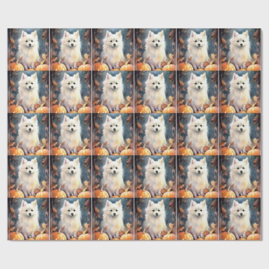 ハロウィーンアメリカンエスキモとカボチャ怖い ラッピングペーパー (フラット)