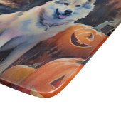 ハロウィーンアラスカンマラムートとカボチャ怖い カッティングボード (角)