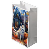 ハロウィーンアラスカンマラムートとカボチャ怖い スモールペーパーバッグ (裏面アングル)