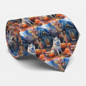 ハロウィーンアラスカンマラムートとカボチャ怖い ネクタイ (ロール)