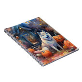 ハロウィーンアラスカンマラムートとカボチャ怖い ノートブック (右側)