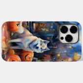 ハロウィーンアラスカンマラムートとカボチャ怖い Case-Mate iPhoneケース (裏面 (横))