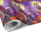 ハロウィーンアラスカンマラムートヴァンパイアパンプキンズ怖 ラッピングペーパー (ロールコーナー)