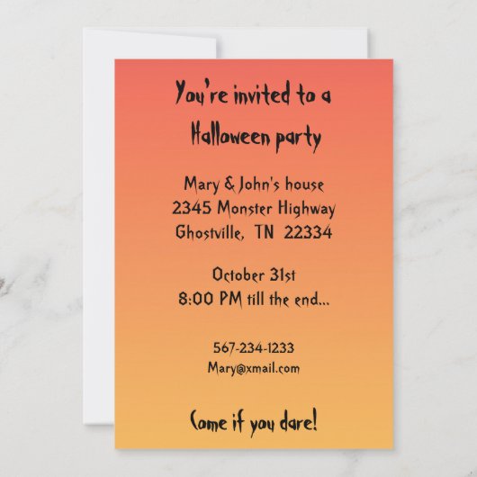 ハロウィーンアリ招待状 招待状 (裏面)