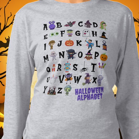 ハロウィーンアルファベット先生長袖Tシャツ Tシャツ