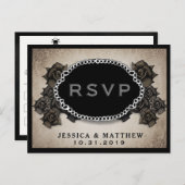 ハロウィーンアンティークブラウンバラRSVPの結婚PostCard インビテーションポストカード (正面/裏面)