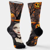 ハロウィーンアートウィッチポートレートソックス ソックス (傾斜あり)