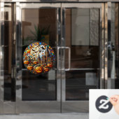 ハロウィーンアートウィンドウにしがみつく ウィンドウサイン (オフィスドア)