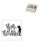 ハロウィーンアートスタンプ/ハッピーハローウィンブラックキャット ラバースタンプ (押印)