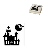 ハロウィーンアートスタンプ/ムーンとこうもりの家 ラバースタンプ (押印)