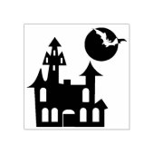 ハロウィーンアートスタンプ/ムーンとこうもりの家 ラバースタンプ (インプリント)